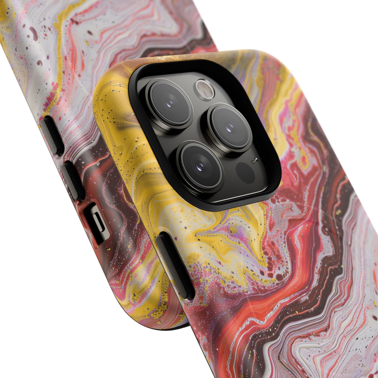 Colorful Red Marble iPhone Case, Tough Magnetic Cases, Stylish iPhone Protection, Unique Gift for iPhone Lovers, iPhone Accessories