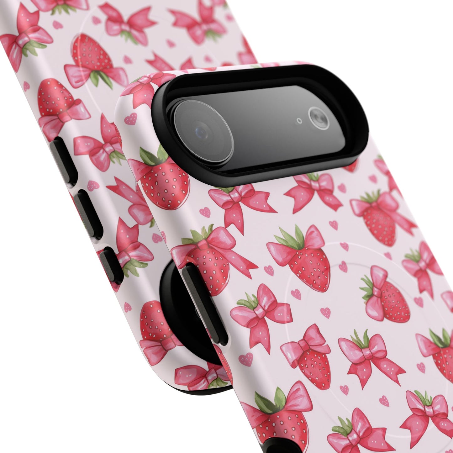 Strawberry Coquette Sweetheart Magnetic iPhone Case, Cute iPhone Cover, Gift for Her, Floral Tech Accessory, Stylish Protection, Mother's Day Gift