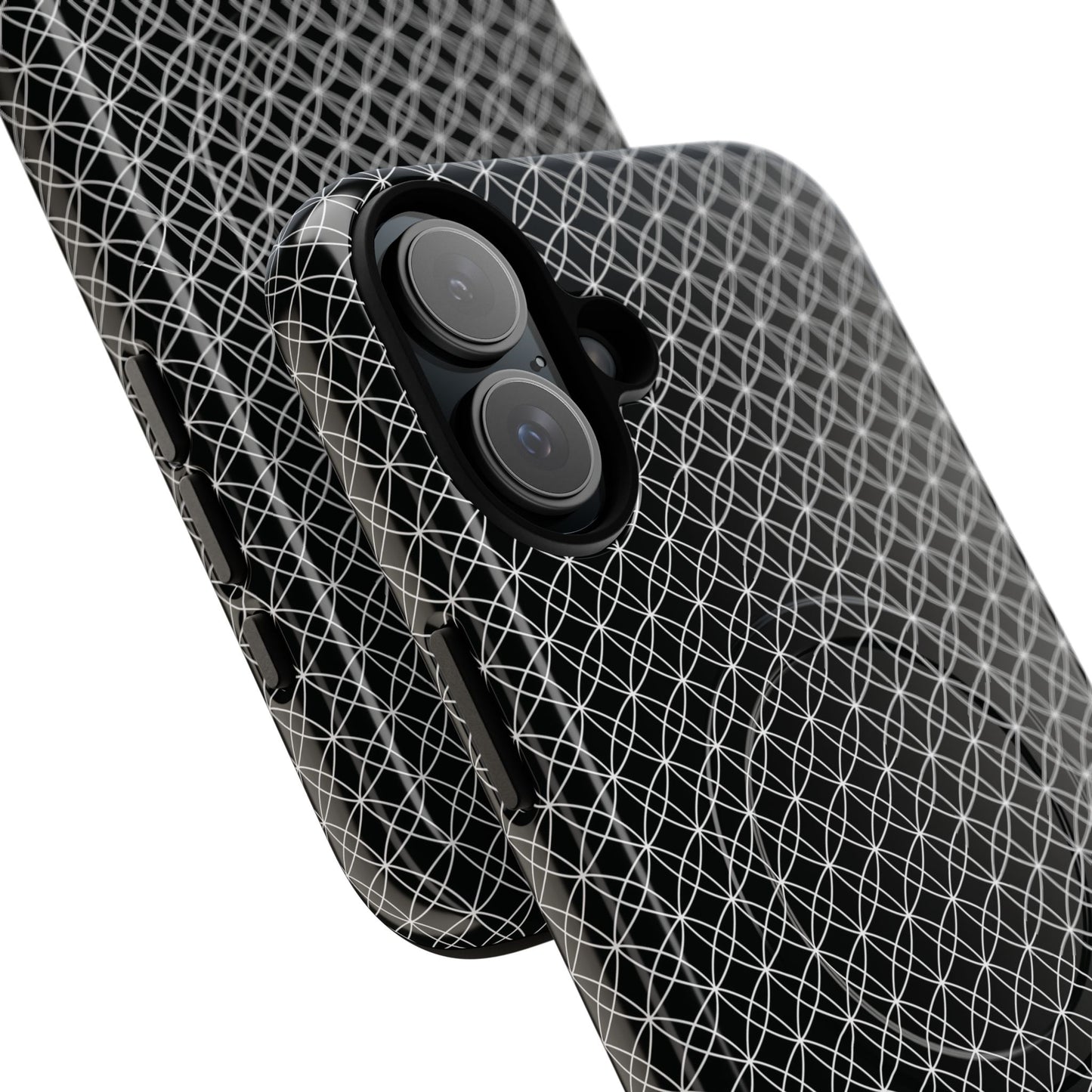 Urban Lattice Tough Magnetic iPhone Case, Stylish Protective Cover, Tech Gift for Him/Her, Durable Everyday Use, Trendy Mobile Accessories