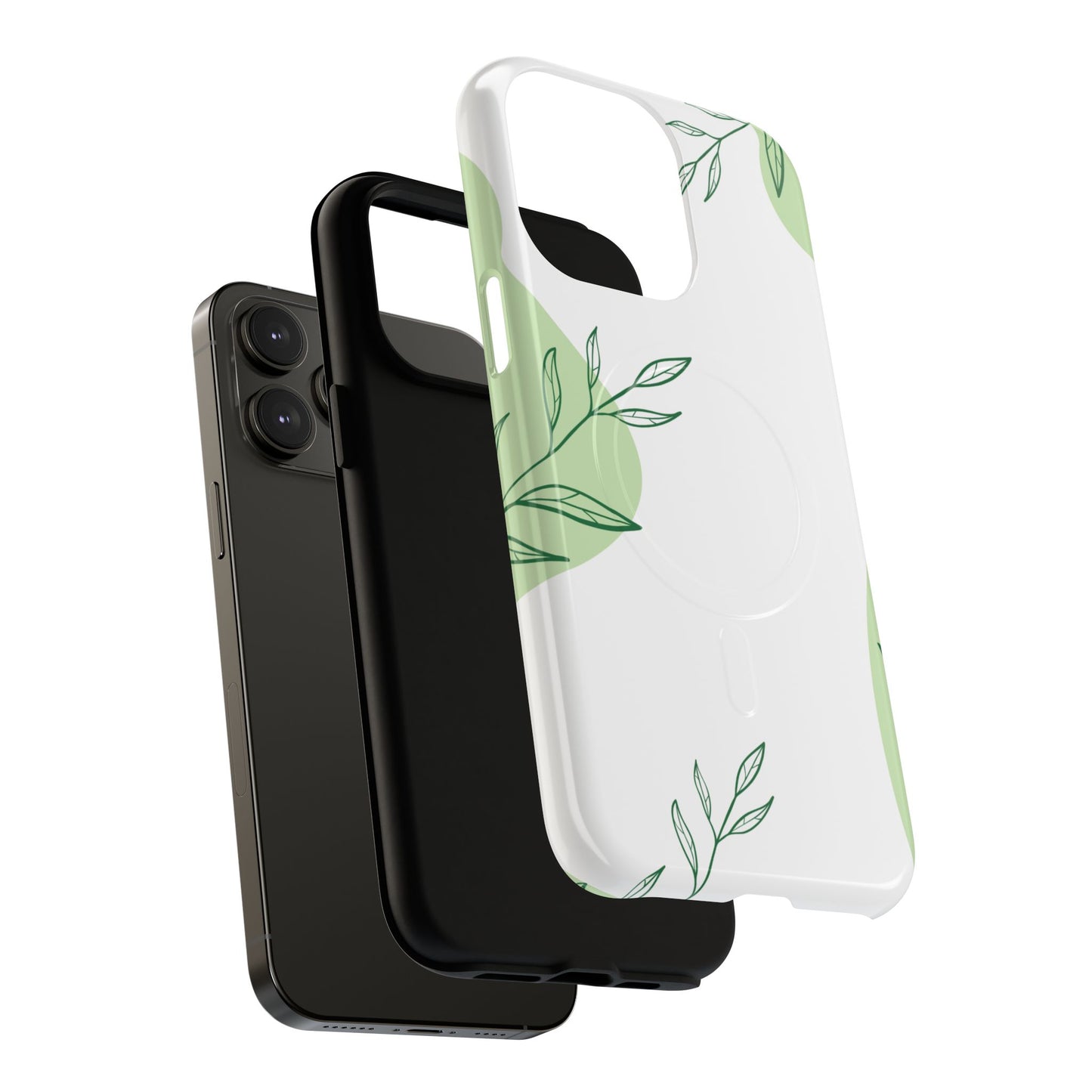 Stylish Tough iPhone Magnetic Cases with Leaf Design, iPhone Protection Cases, Greenery iPhone Covers, Eco-Friendly iPhone Accessories, Gift for Her.
