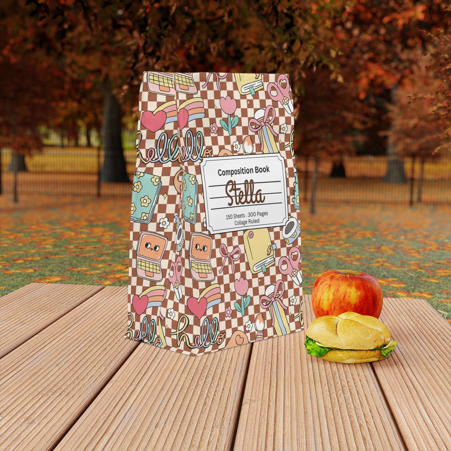 Custom Brown Doodle Daydream Composition Book Inspired Stylish Polyester Lunch Box for Kids - Perfect for School, Picnics, or Snacks | Personalized ABC Design, Back to School, Family [...]