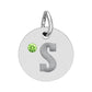 Engraved Birthstone Circle Charm — Personalized Initial Pendant.