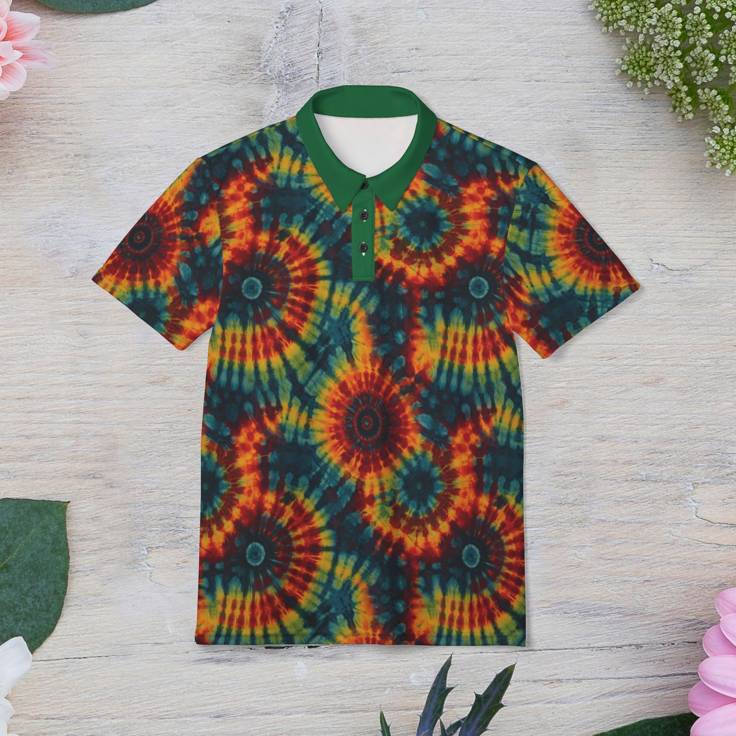 Rainbow Swirl Tie and Dye Polo Shirt | Unisex Style, Summer Vibes, Festival Wear, Casual Outfit, Unique Gift Ideas, Gift for Her and Gift for Him.