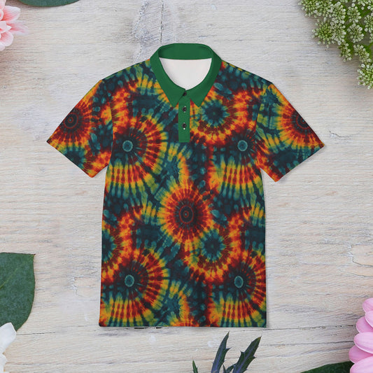 Rainbow Swirl Tie and Dye Polo Shirt | Unisex Style, Summer Vibes, Festival Wear, Casual Outfit, Unique Gift Ideas, Gift for Her and Gift for Him.