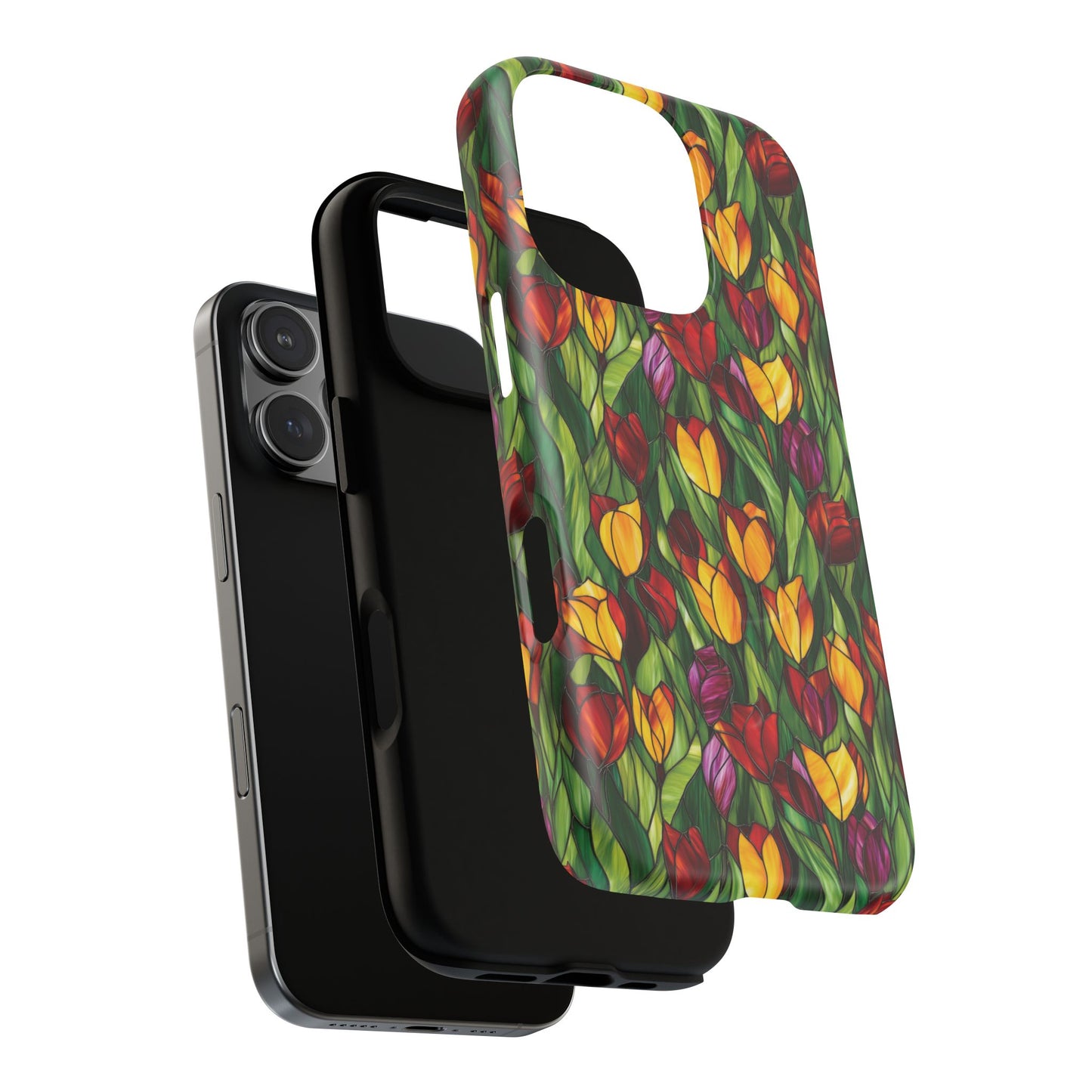 Floral Luminous Whirl Tough Magnetic iPhone Case, Stylish Protection for Everyday Life, Gift for Flower Lovers, Unique iPhone Accessory, Stained Glass iPhone Protection.