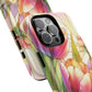 Tulip Glow Tough iPhone Magnetic Case, Floral Design, Spring Gift, Durable Protection, Smartphone Accessories, MagSafe Accessories, Stained Glass Tulip Gift