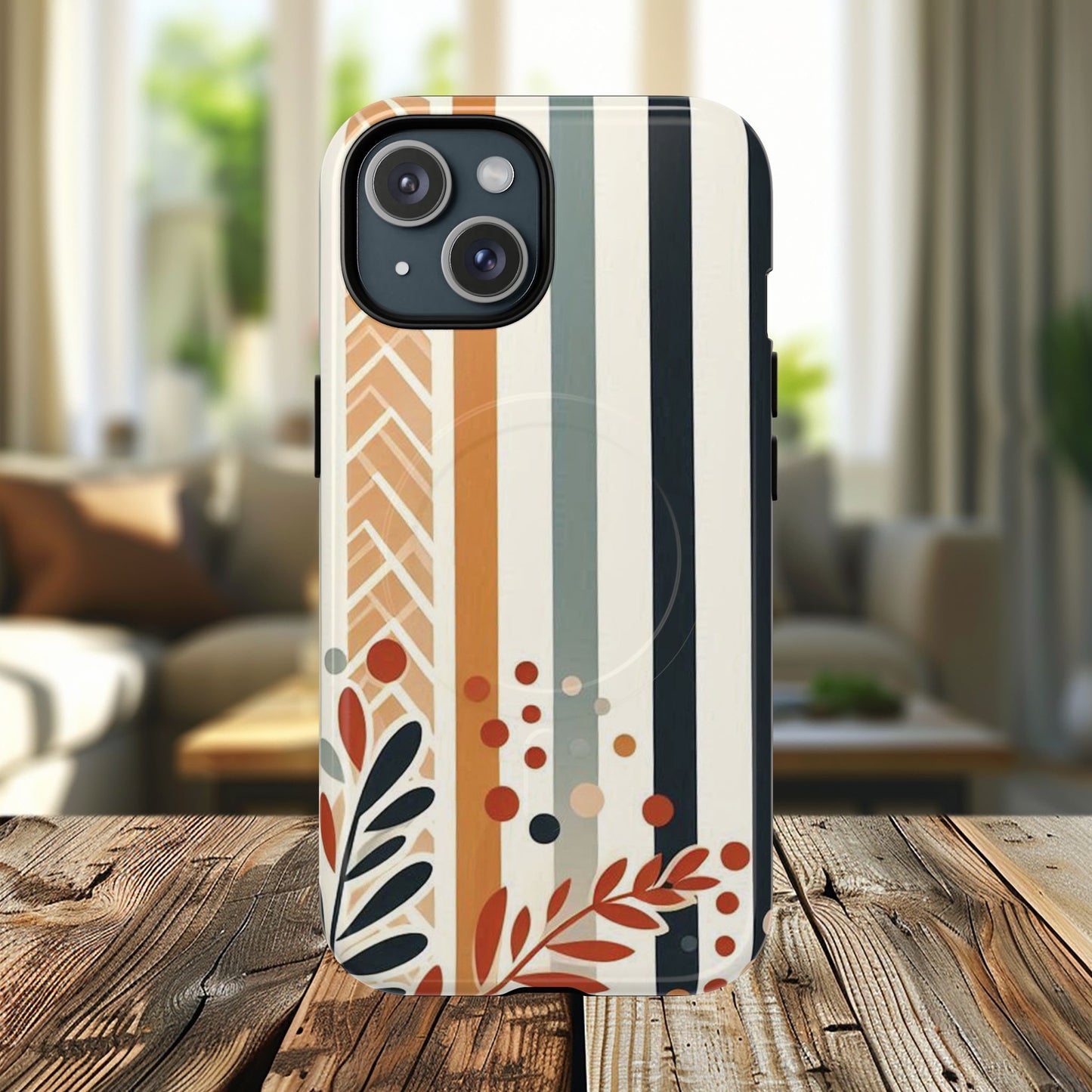 Terracotta Trails Tough Magnetic iPhone Cases for Everyday Use, Floral Patterned Stability Case, Gift for Her, Durable iPhone Accessory.