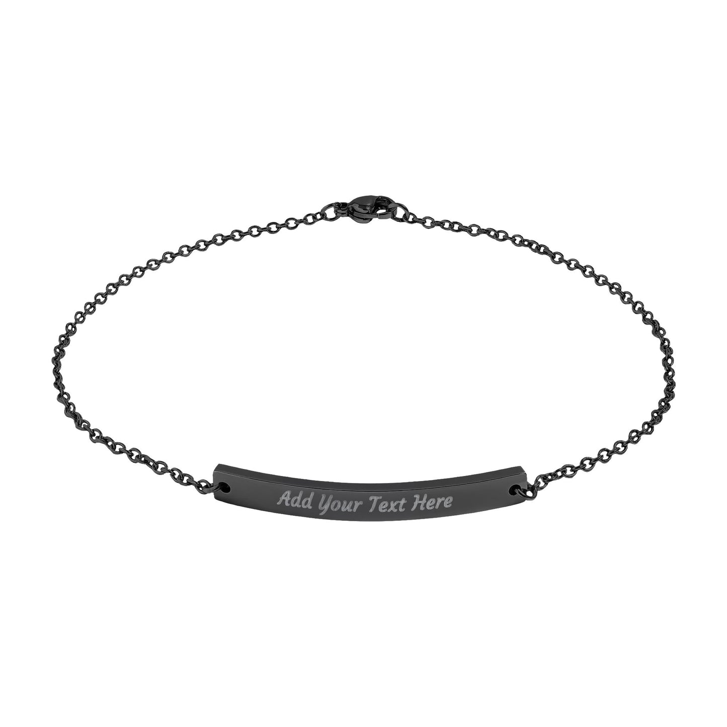 Engravable Curved Bar Anklet — Personalized Minimalist Gold & Black Anklet