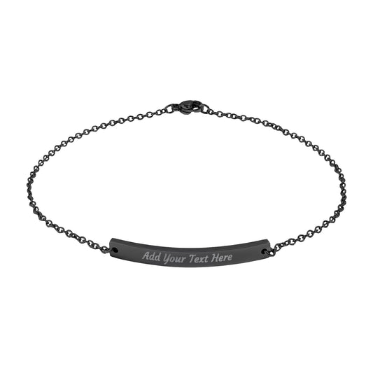 Engravable Curved Bar Anklet — Personalized Minimalist Gold & Black Anklet