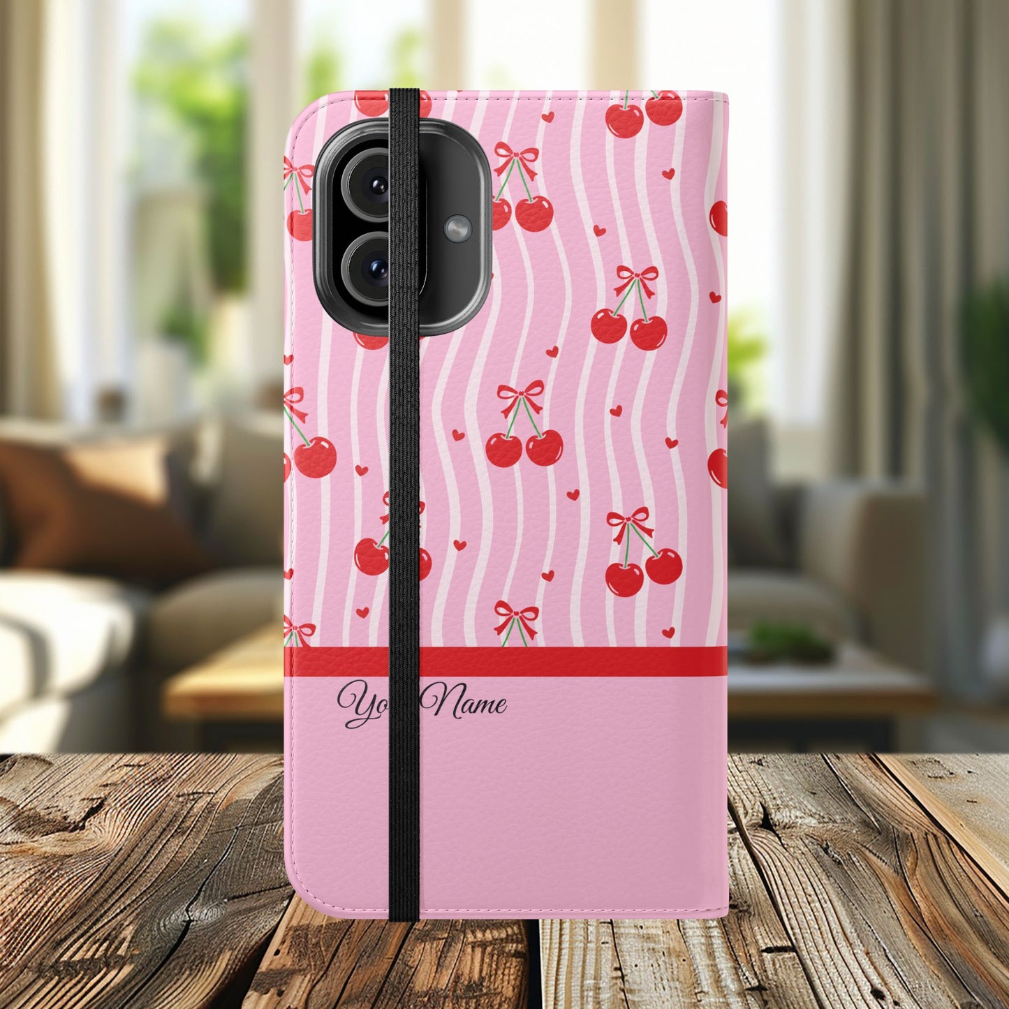 Personalized Cherry Blossom Dreams Flip iPhone and Samsung Cases — Wallet Folio with Name & Affirmation.