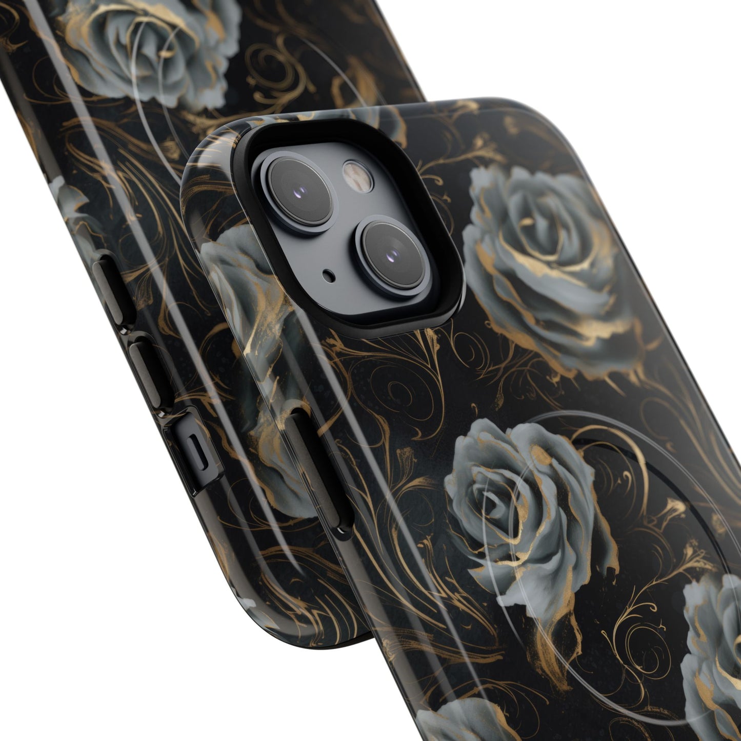 Midnight Bloom Tough iPhone Magnetic Cases,  iPhone 14, iPhone 15, iPhone 16, Pro, Pro Max, Plus MagSafe Case, Protective Tech Accessories, Gift for Her, Floral Design