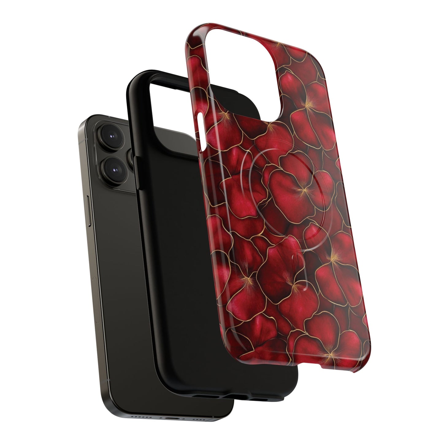 Velvet Petal Noir Tough iPhone Magnetic Case, iPhone Cover, Stylish Accessories, Gift for Her, Gift for Mother's, Floral Design, Protective iPhone Case