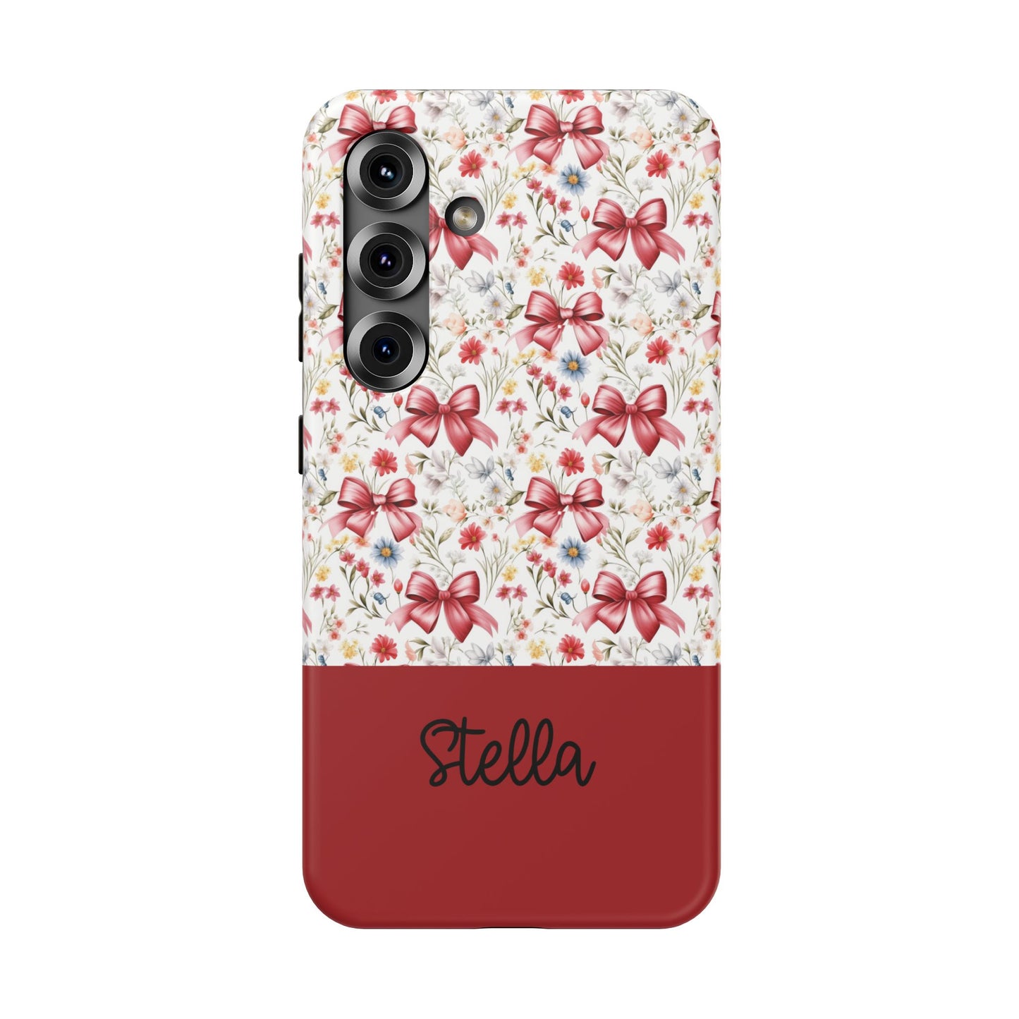 Personalized Rosette Coquette Floral Bow iPhone and Samsung Impact-Resistant Case — Custom Name Case