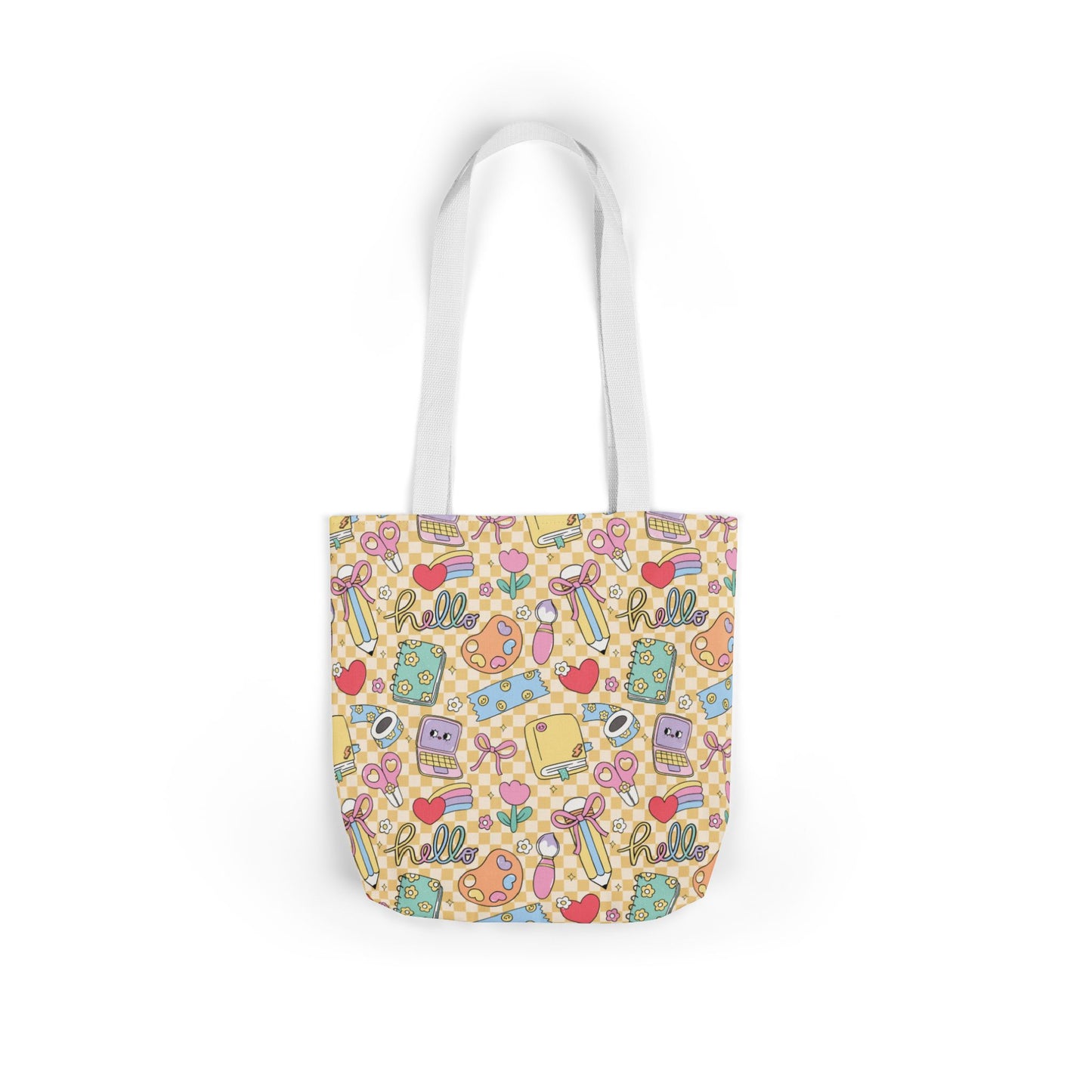 Personalized Doodle Daydream Composition Book Inspired Canvas Tote Bag with Colorful Straps, Cute School Bag, Eco-Friendly Tote, Back to School Shopping Bag, Teacher Gift Idea