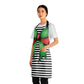 Striped Green Bow Grilling Apron with Tie Straps (AOP).