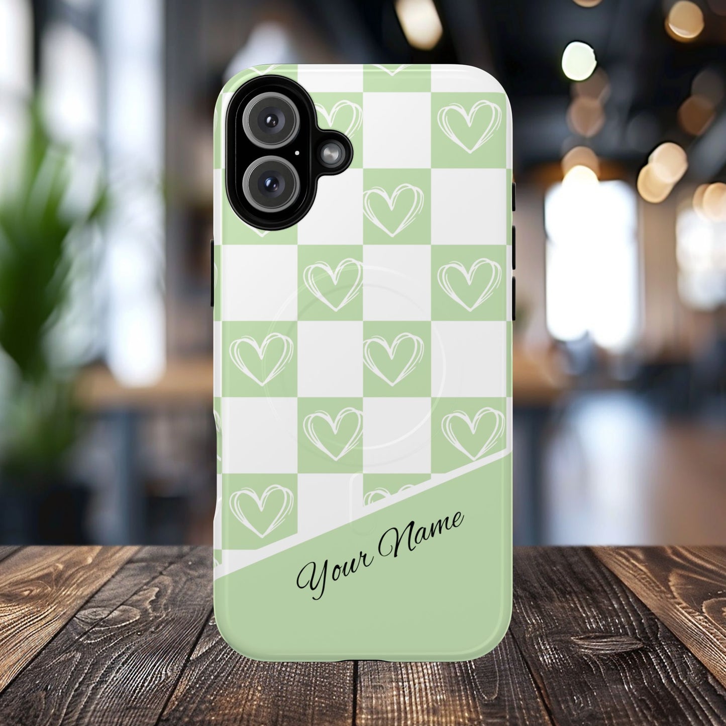 Personalized Chic Heart Pattern iPhone Case | Tough Magnetic Cases, Stylish iPhone Protection, Gift for Her, Trendy Accessories, Everyday Use