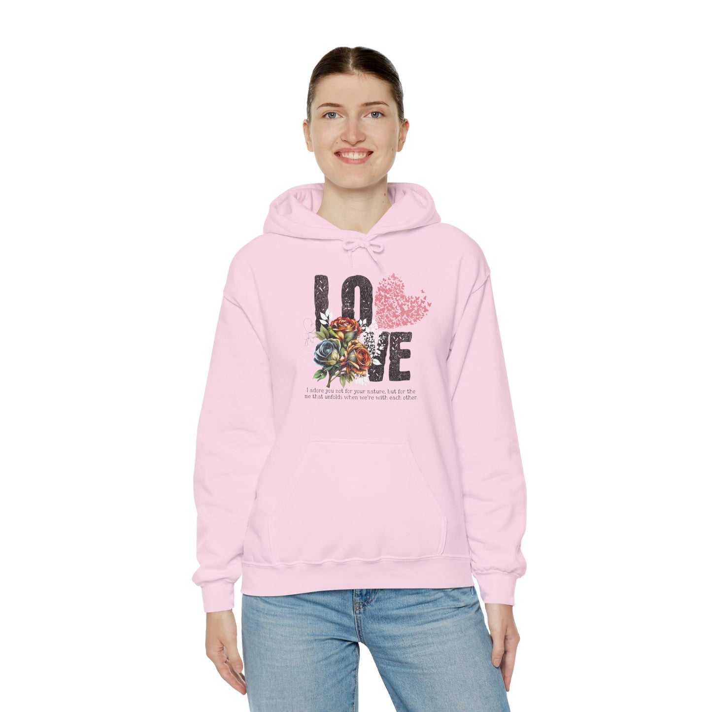 Love Floral Sweatshirt - Unisex Heavy Blend™ Hooded Pullover for Comfort and Style