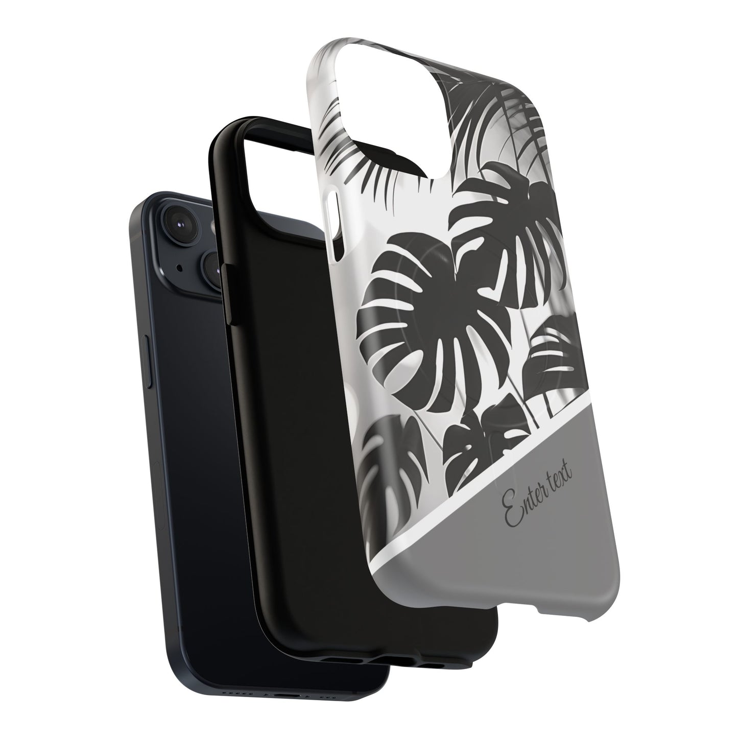 Personalized Monochrome Monstera Tropical Phone Case - Tough Magnetic MagSafe® Cases, Gifts for Nature Lovers, Stylish Phone Accessories, Gifts for Her.