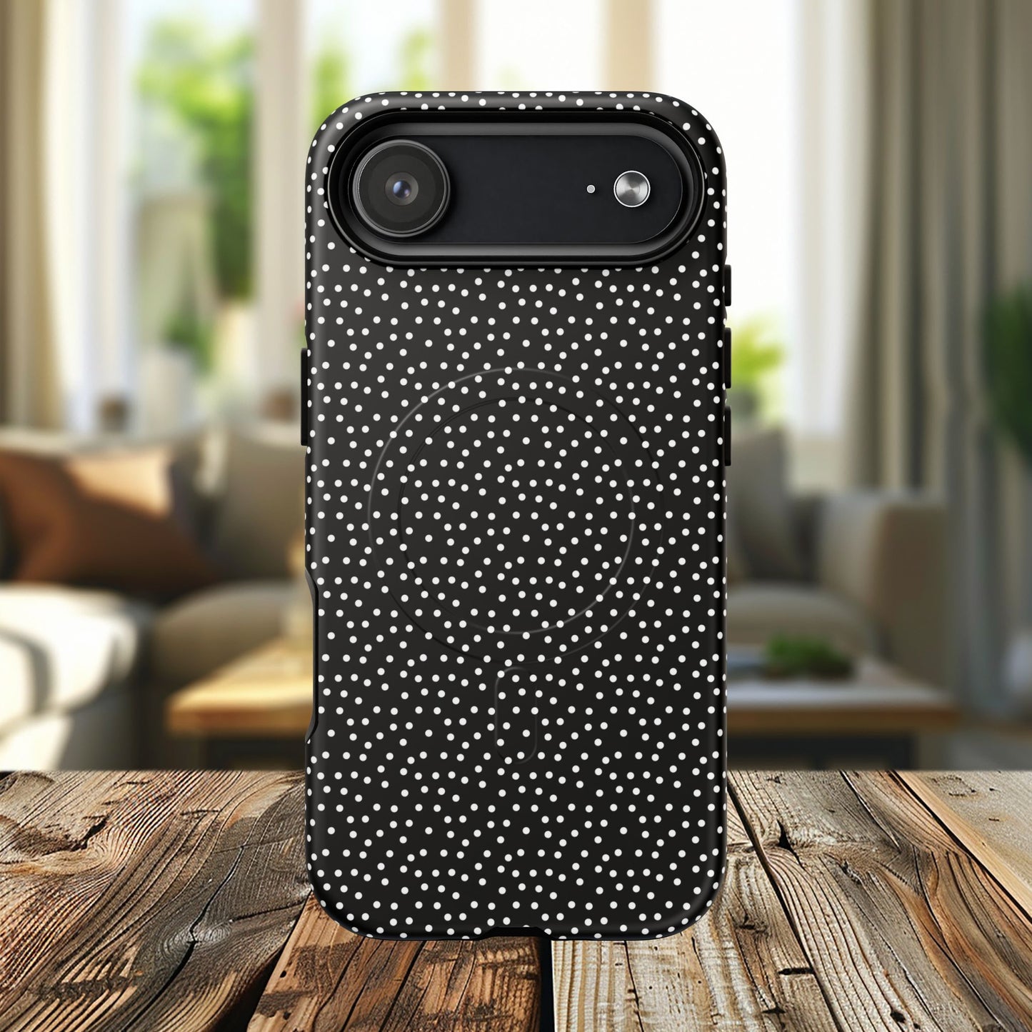 Small Polka Dot Tough iPhone Magnetic Case, Durable iPhone Accessories, Gifts for Tech Lovers, Modern Design.