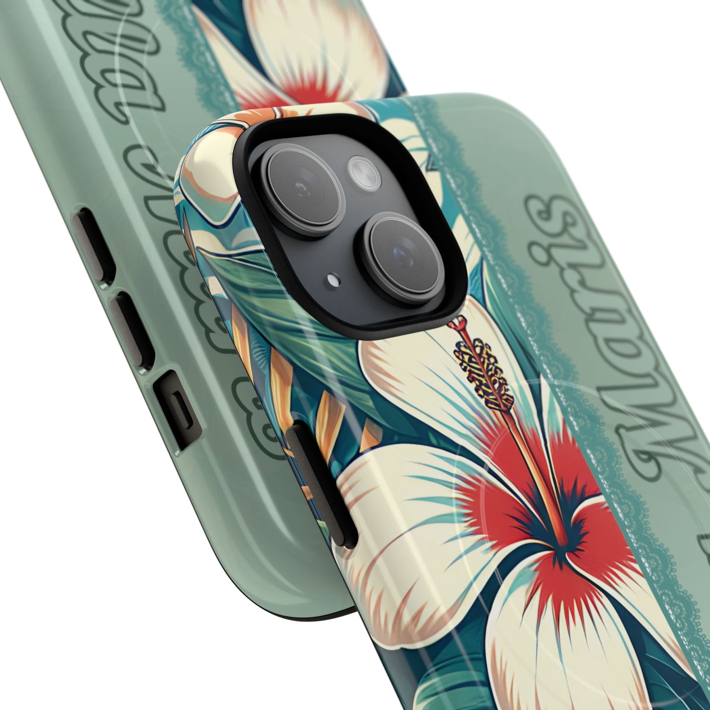 Personalized Tropical Floral Phone Case – Stylish Tough Magnetic Cases for iPhone, Customizable with Names, Perfect Gift for Nature Lovers