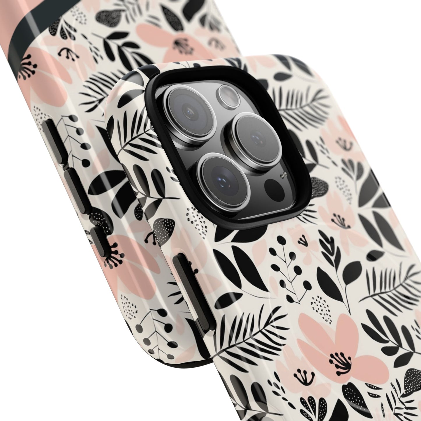 Personalized Floral Blush Garden Whisper Tough Magnetic MagSafe® iPhone® 13, 14, 15, 16, 17, Pro, Pro Max, Plus Cases (Custom Name).