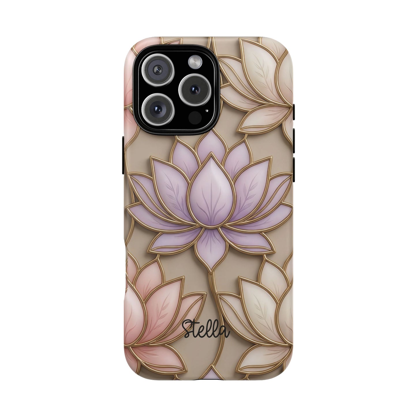 Personalized Lotus Floral Stained Glass Effect Tough Phone Case