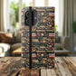 Book Stack Floral Flip iPhone and Samsung Phone Case — Vintage Library Wallet Cover.