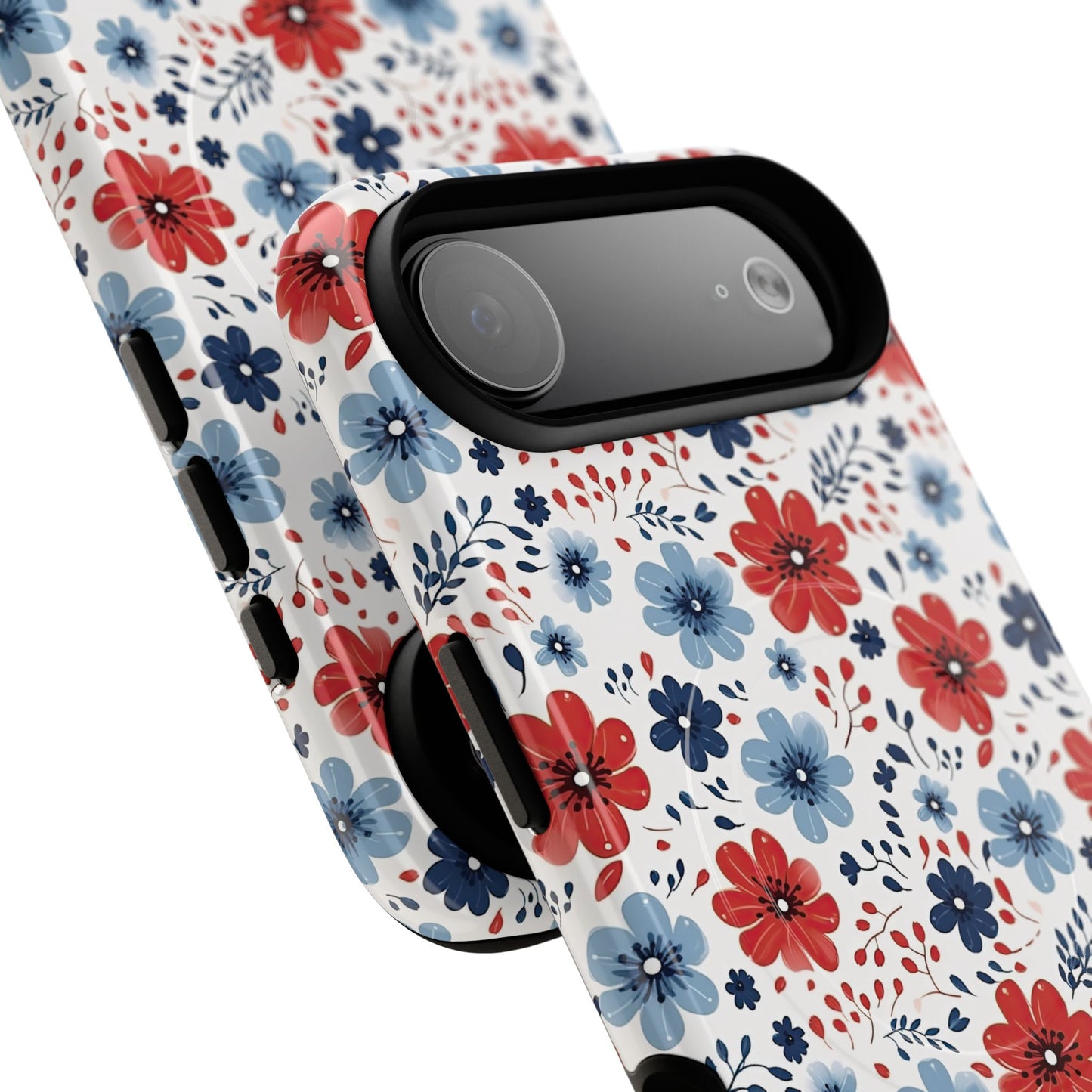 Patriotic Floral Dreams Tough Magnetic iPhone Cases, Durable, Stylish, Gift for Her, Protective Phone Cover, Spring Floral Design
