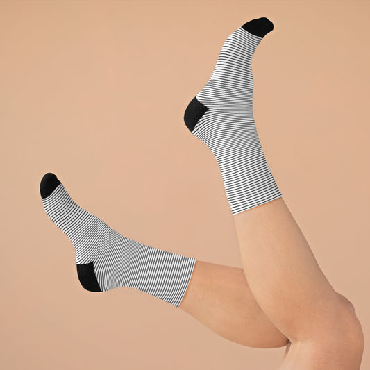 Monochrome Lines Christmas Recycled Poly Socks