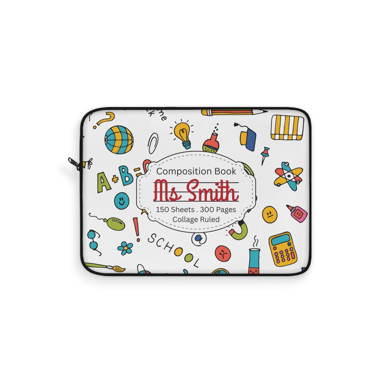 Personalized Classroom Couture Laptop Sleeve with Composition Book Inspired Design, Educational Gift for Teachers, Classroom Organization, Back to School, Unique Teacher Accessory