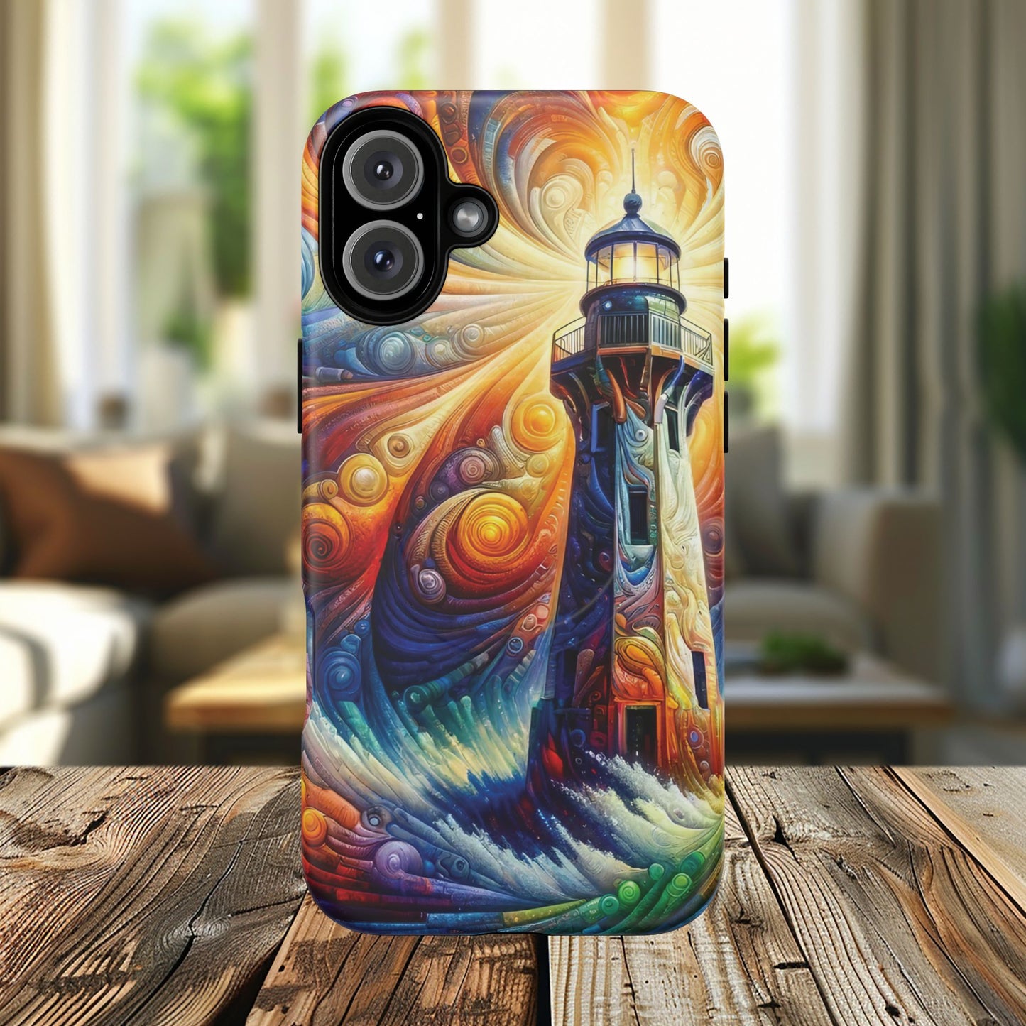 Vibrant Lighthouse Magnetic iPhone Case, Durable Protection for Everyday Adventure, Gift for Nature Lovers, Colorful iPhone Cover
