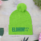 Pom-Pom Knit Cap with 'ELOHIM, GENESIS 1:1'  Embroidery Beanie - Stylish Winter Accessory for All Ages, Perfect Gift for Birthdays, Holidays, and Outdoor Activities