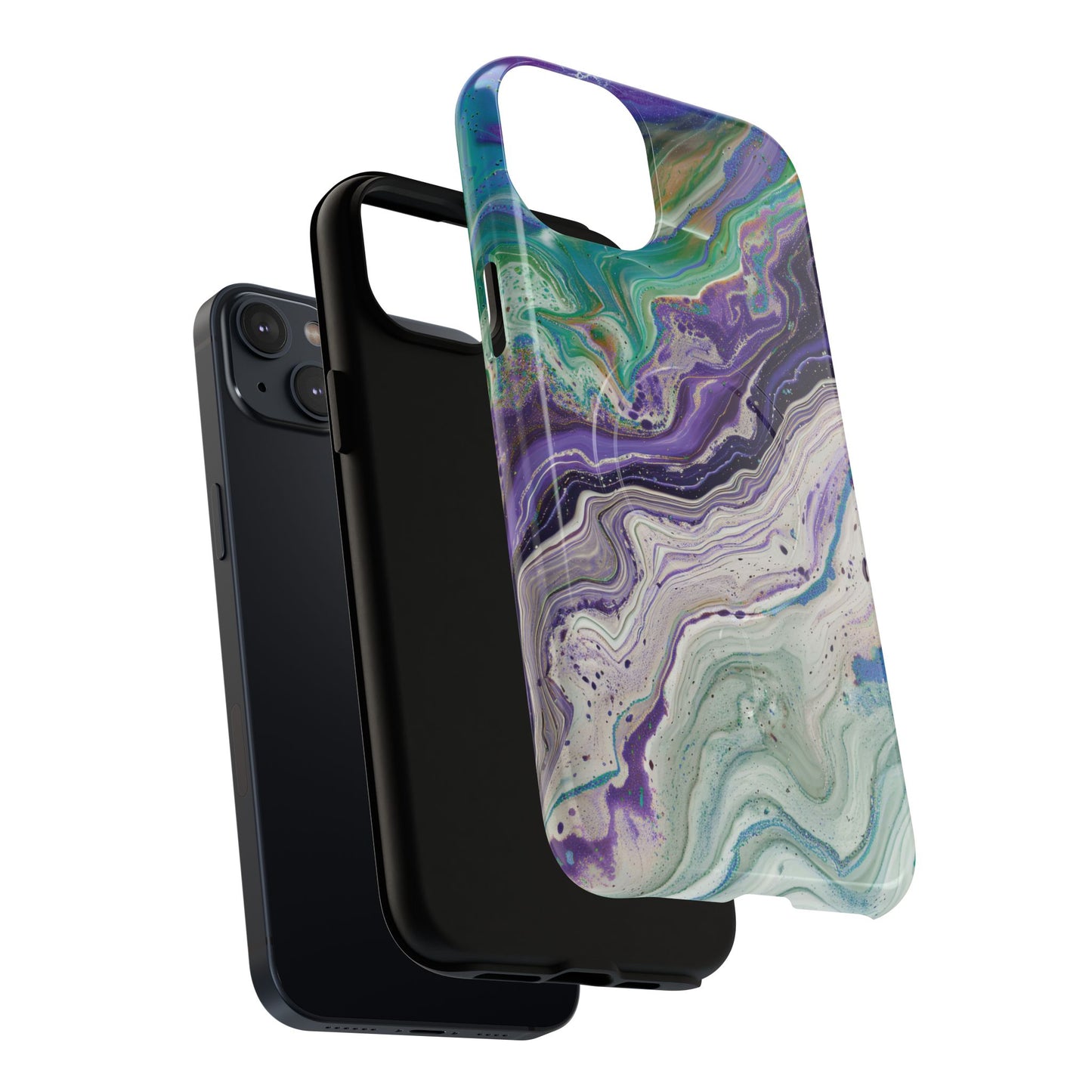 Stylish Purple Acrylic Tough Magnetic iPhone Cases, Unique Protective Cases for iPhone, Colorful Marble Design, Great Gift for iPhone Lovers