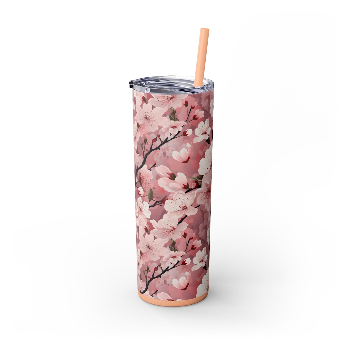 Cherry Blossom Skinny Tumbler with Straw - 20oz Floral Drinkware