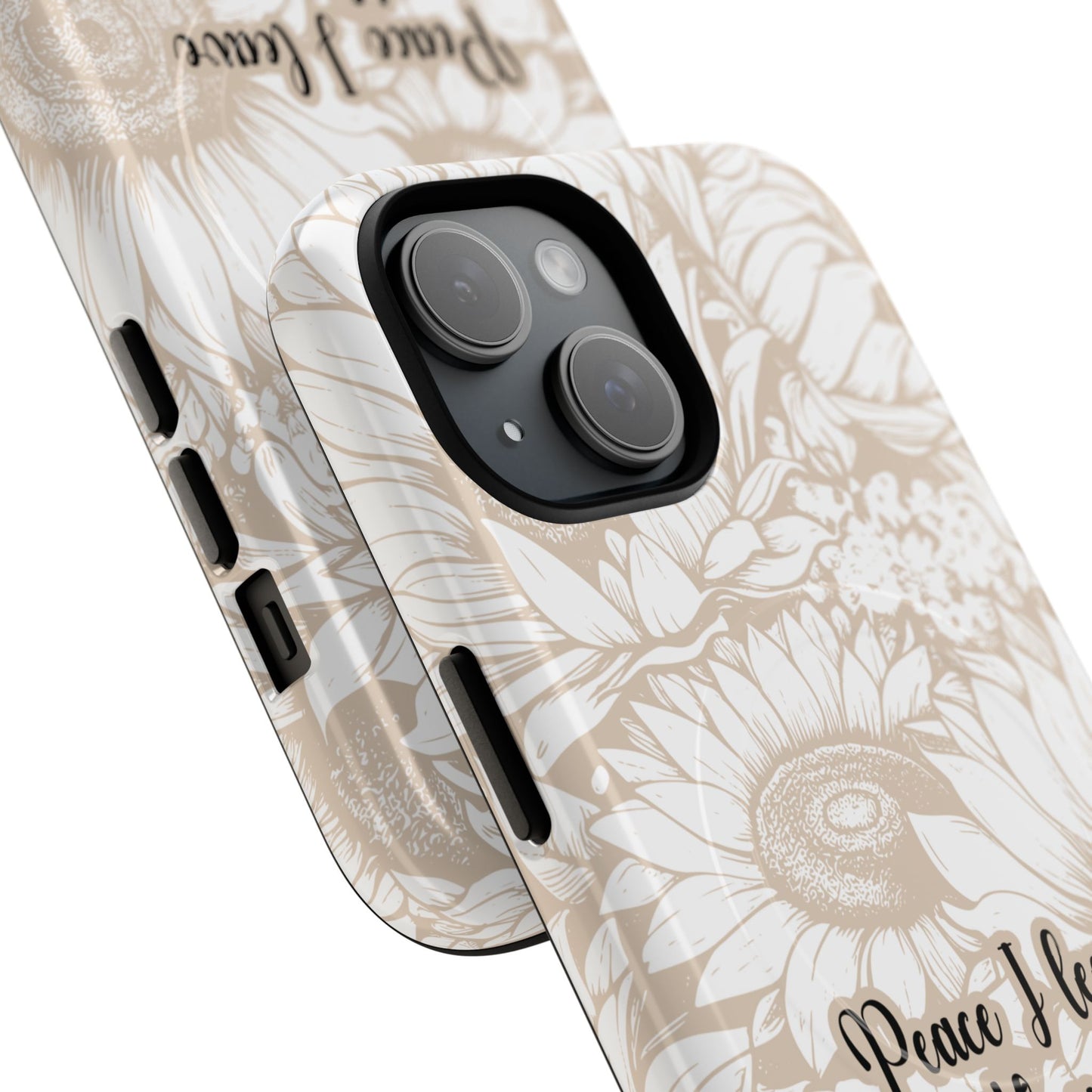 Peace I Leave with You John 14:27,Tough iPhone Magnetic MagSafe® Case Scripture, Sunflower Bible Verse,  iPhone® 13,  14, iPhone 15, iPhone 16, 17, Pro, Pro Max, Plus Cases.