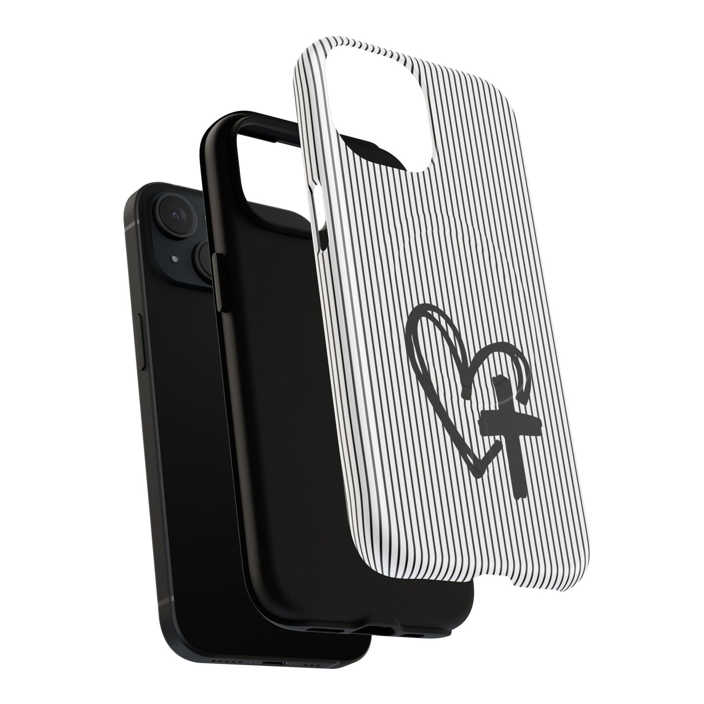 Tough Magnetic Phone Case with Heart & Cross Design, Durable Phone Cover, Unique Gift for Her, Stylish Accessory, Everyday Use