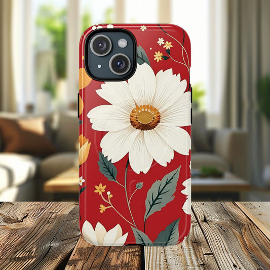 Floral Fusion Tough Magnetic Phone Case | Flower Design, Durable Protective Cover, Gift for Her, Spring Style, Unique Phone Accessory.