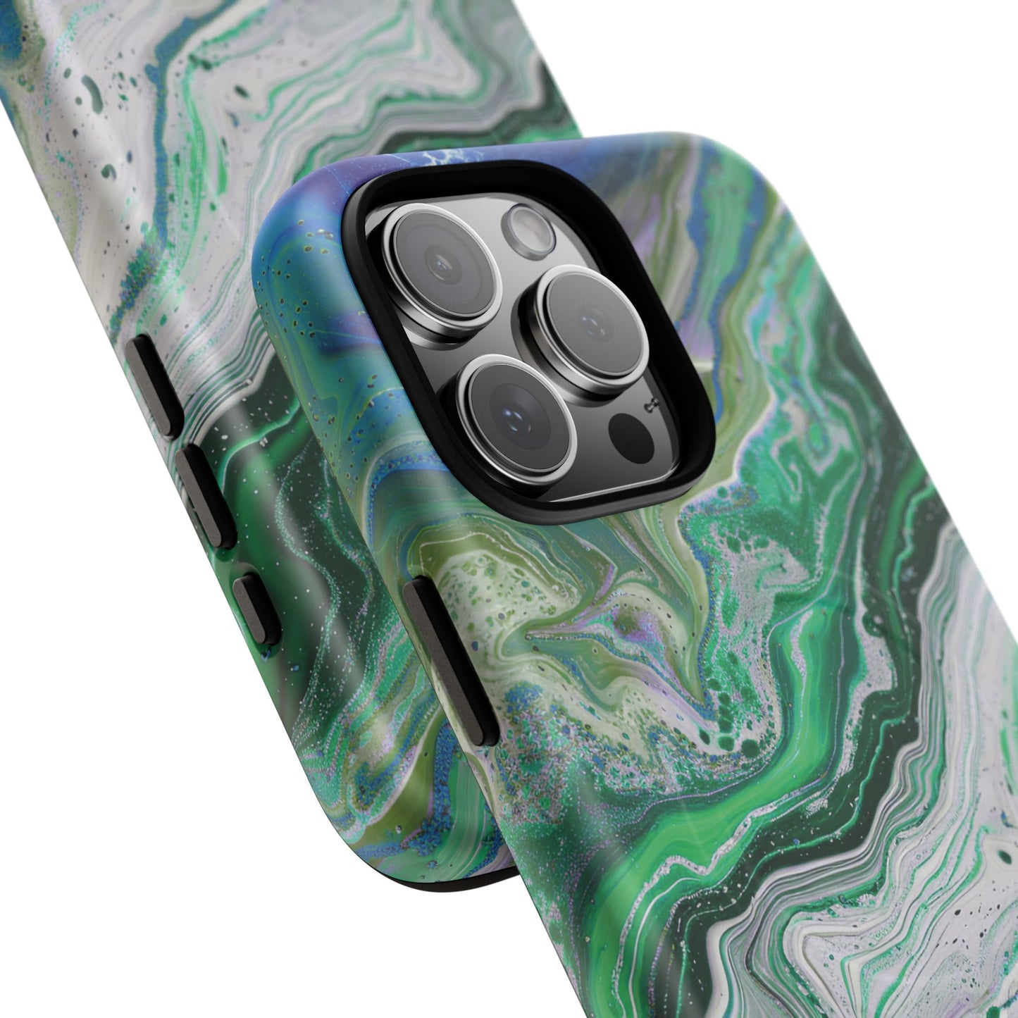 Marbled Tough iPhone Case, Magnetic Protector, Stylish Tech Accessory, Durable iPhone Cover, Unique Gift Idea