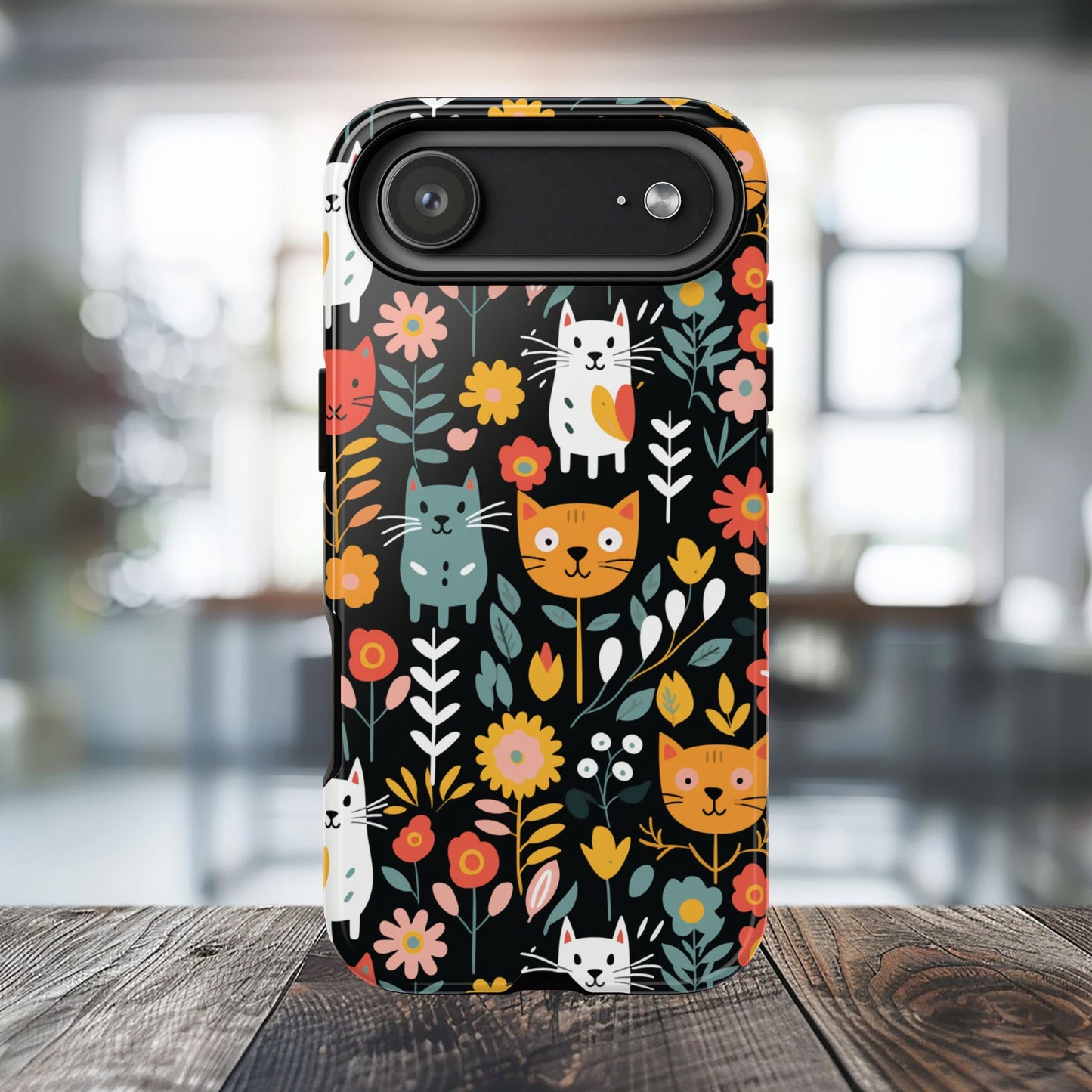 Whimsical Feline Garden iPhone, Samsung or Google Pixel Tough Cases