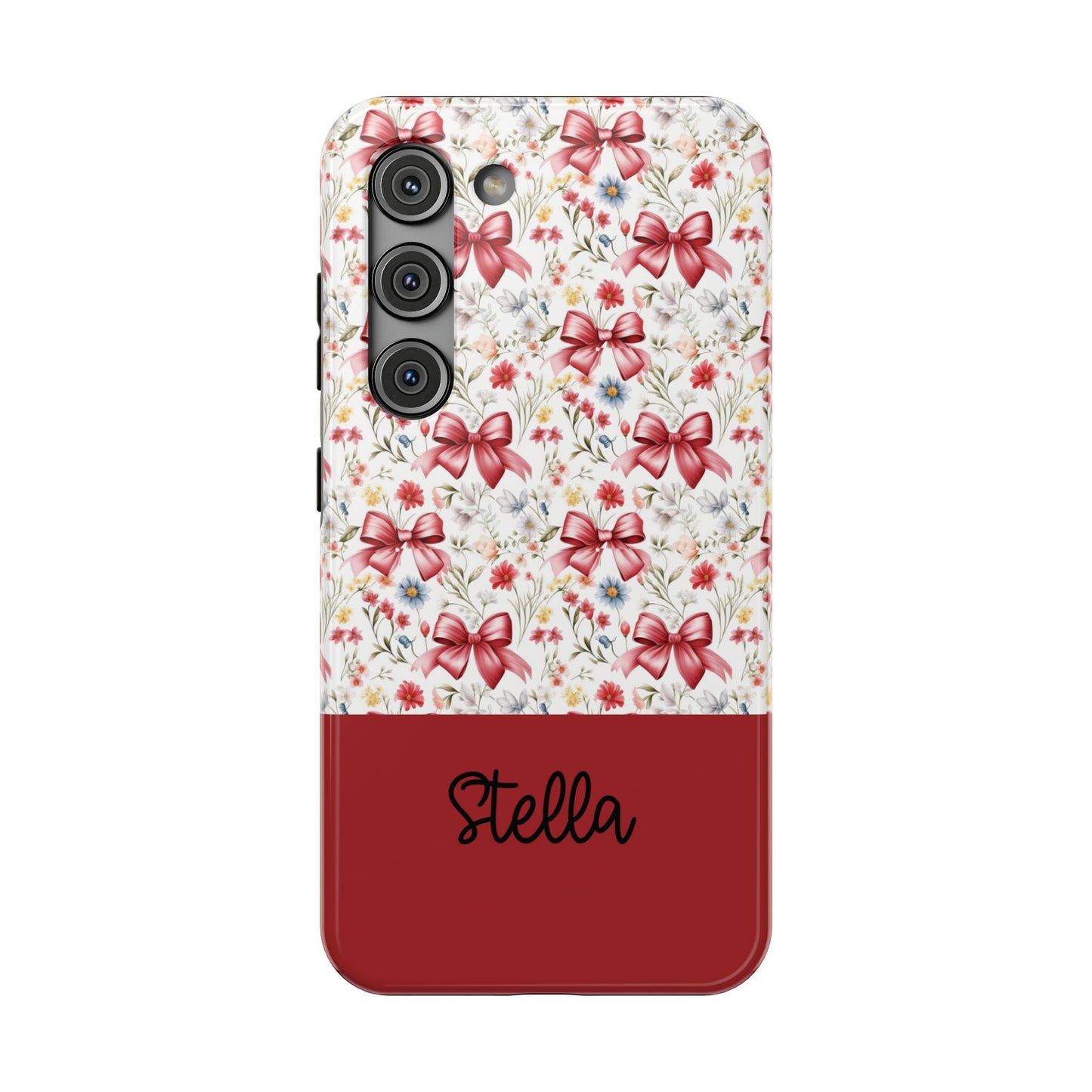 Personalized Rosette Coquette Floral Bow iPhone and Samsung Impact-Resistant Case — Custom Name Case