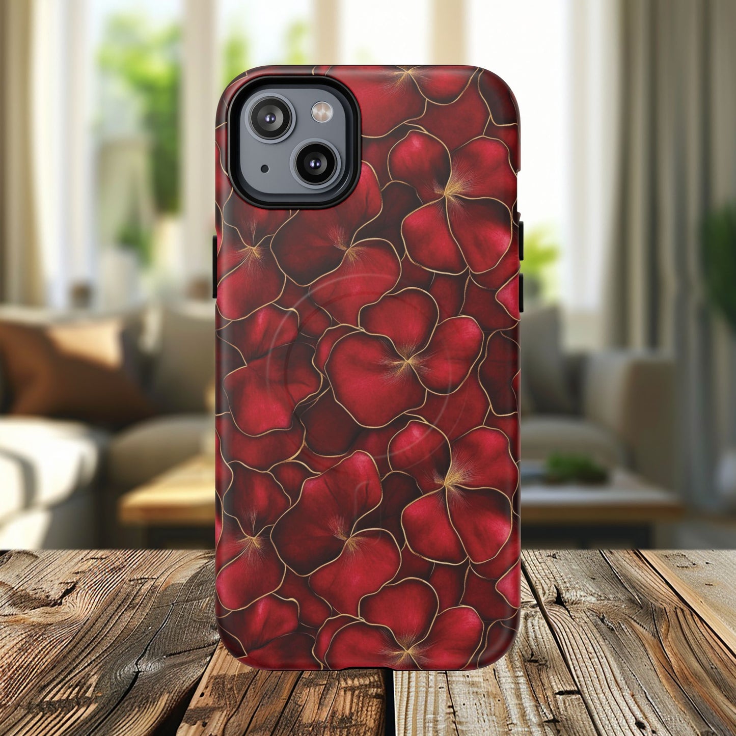 Velvet Petal Noir Tough iPhone Magnetic Case, iPhone Cover, Stylish Accessories, Gift for Her, Gift for Mother's, Floral Design, Protective iPhone Case