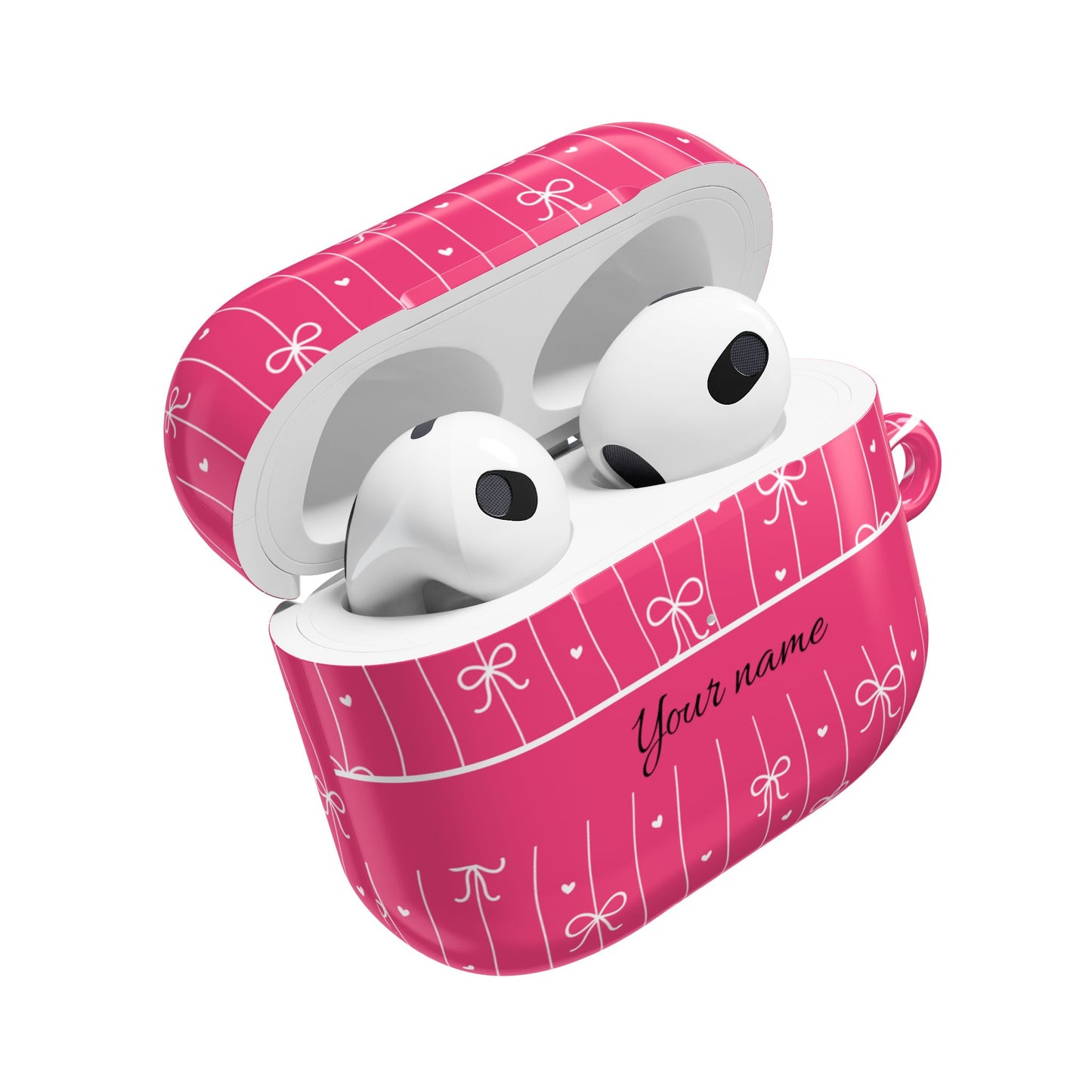 Personalized Pink Bow Coquette AirPod Cases — Custom Name Protective Cover