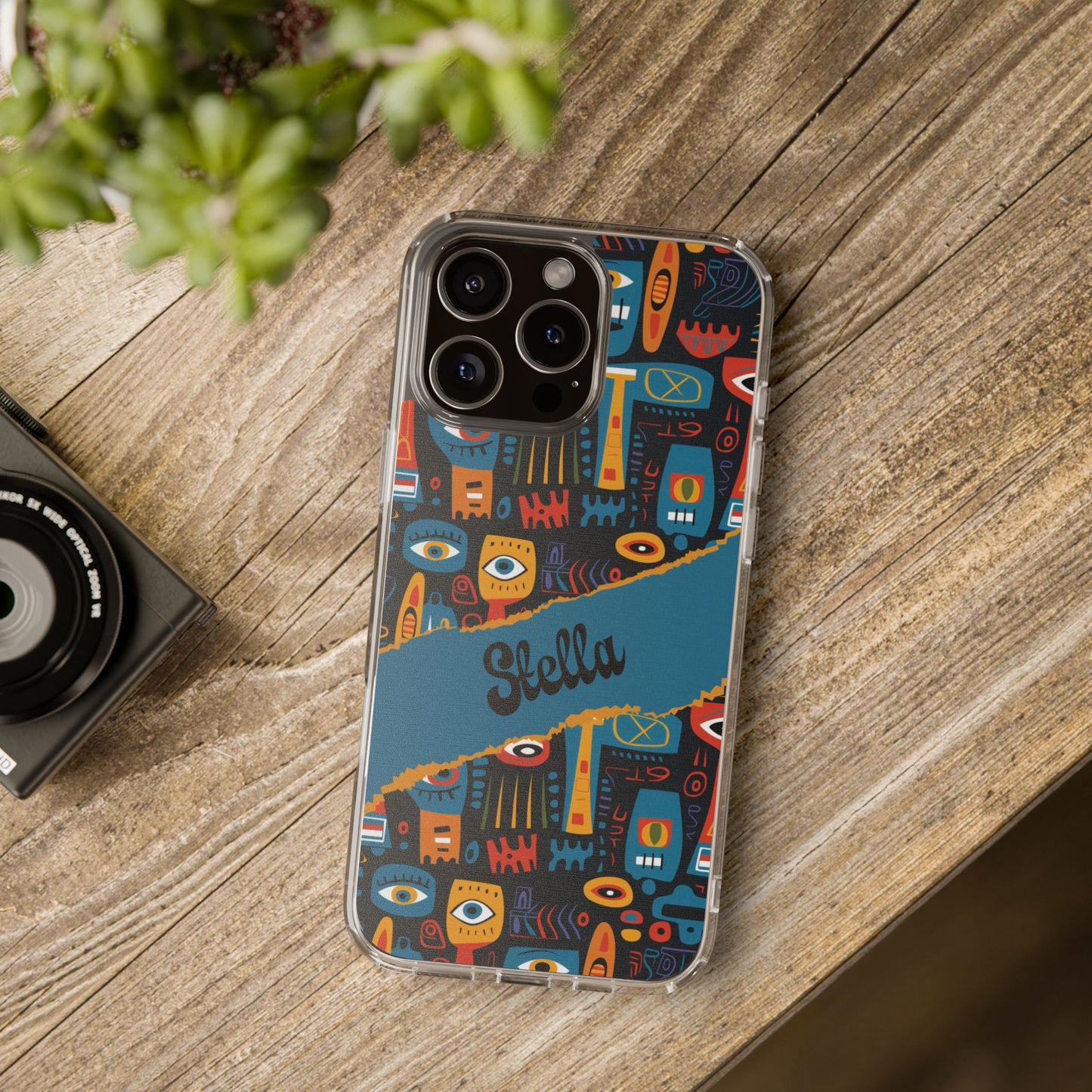 Phone Case — Colorful Abstract Faces Clear Impact-Resistant Case