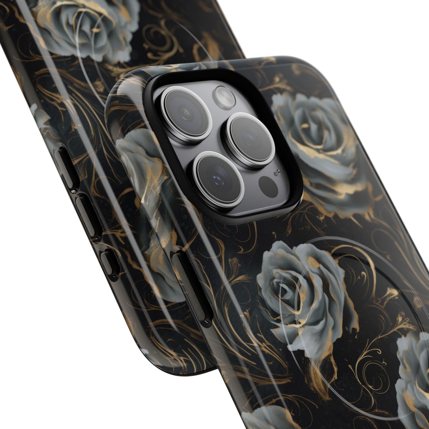Midnight Bloom Tough iPhone Magnetic Cases,  iPhone 14, iPhone 15, iPhone 16, Pro, Pro Max, Plus MagSafe Case, Protective Tech Accessories, Gift for Her, Floral Design