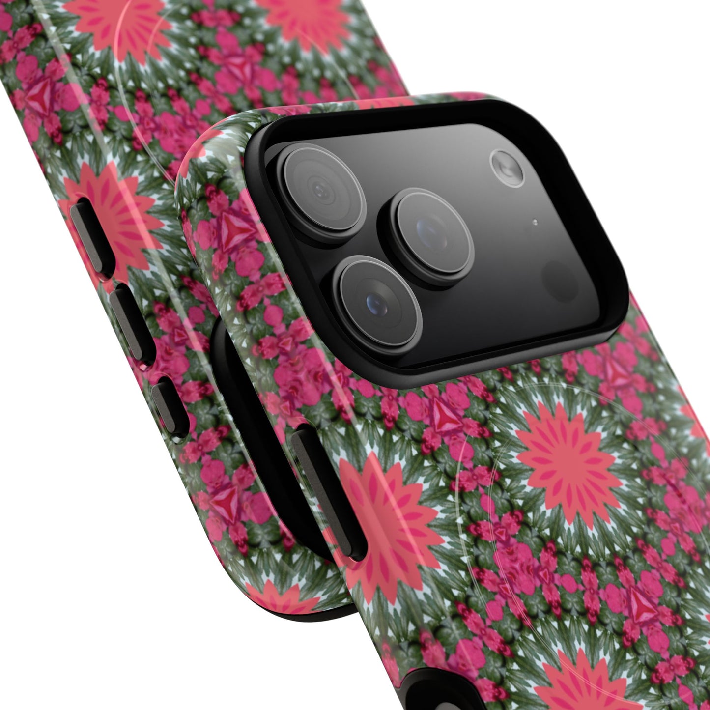 Floral KaleidoBloom iPhone Case, Tough Magnetic Cases, Floral iPhone Cover, Stylish Tech Accessory, Durable Design, Vibrant Gift Idea