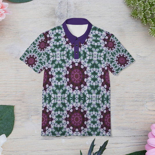 Mystic Garden Tie and Dye Unisex Polo Shirt, Casual Wear, Gifts for Him/Her, Summer Style, Unique Graphic Polo, Festival Fashion, Gift for Her and Gift for Him.