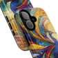 Mosaic Peacock Feathers Magnetic Phone Case, Tough Phone Shell, Vibrant Art Case, Gift for Her, Unique Phone Accessory, Wildlife Lover's Gift, Stained Glass Case.