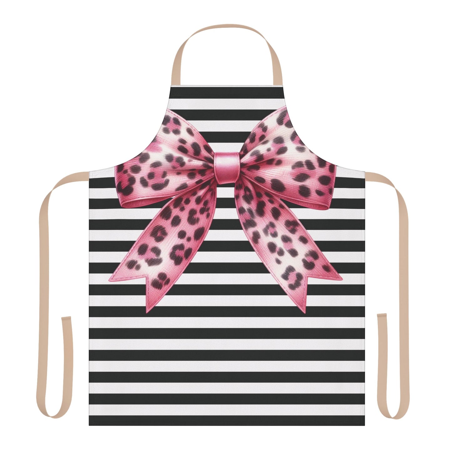 Striped Pink Animal Print Bow Chef's Apron