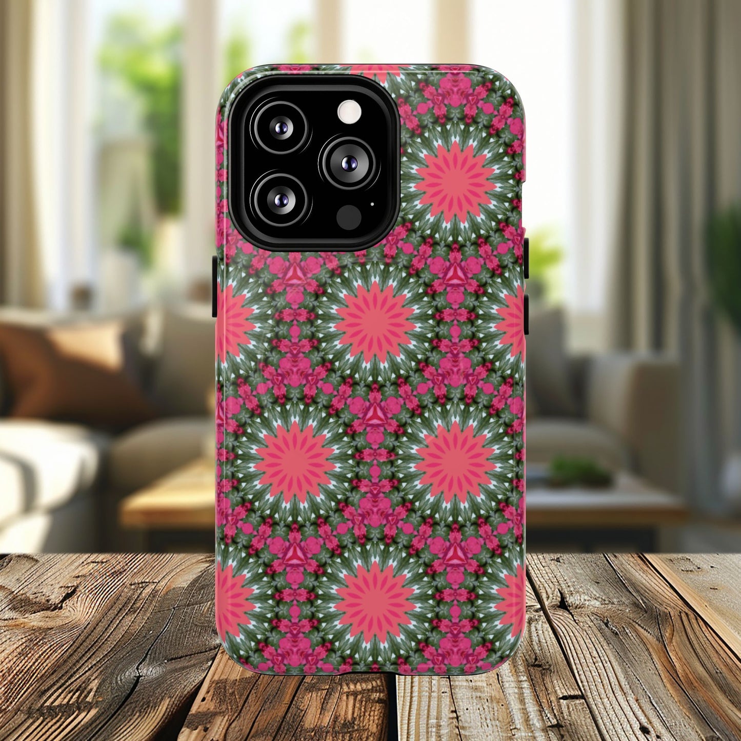 Floral KaleidoBloom iPhone Case, Tough Magnetic Cases, Floral iPhone Cover, Stylish Tech Accessory, Durable Design, Vibrant Gift Idea