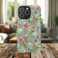 Aqua Bloom Serenity Tough iPhone Magnetic Cases, Cute Flower Design, Stylish Protection, Gift for Her, Trendy Accessories, iPhone MagSafe Accessory.